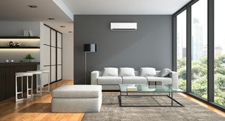 White Wall-Mounted Air conditioning unit in a modern lounge